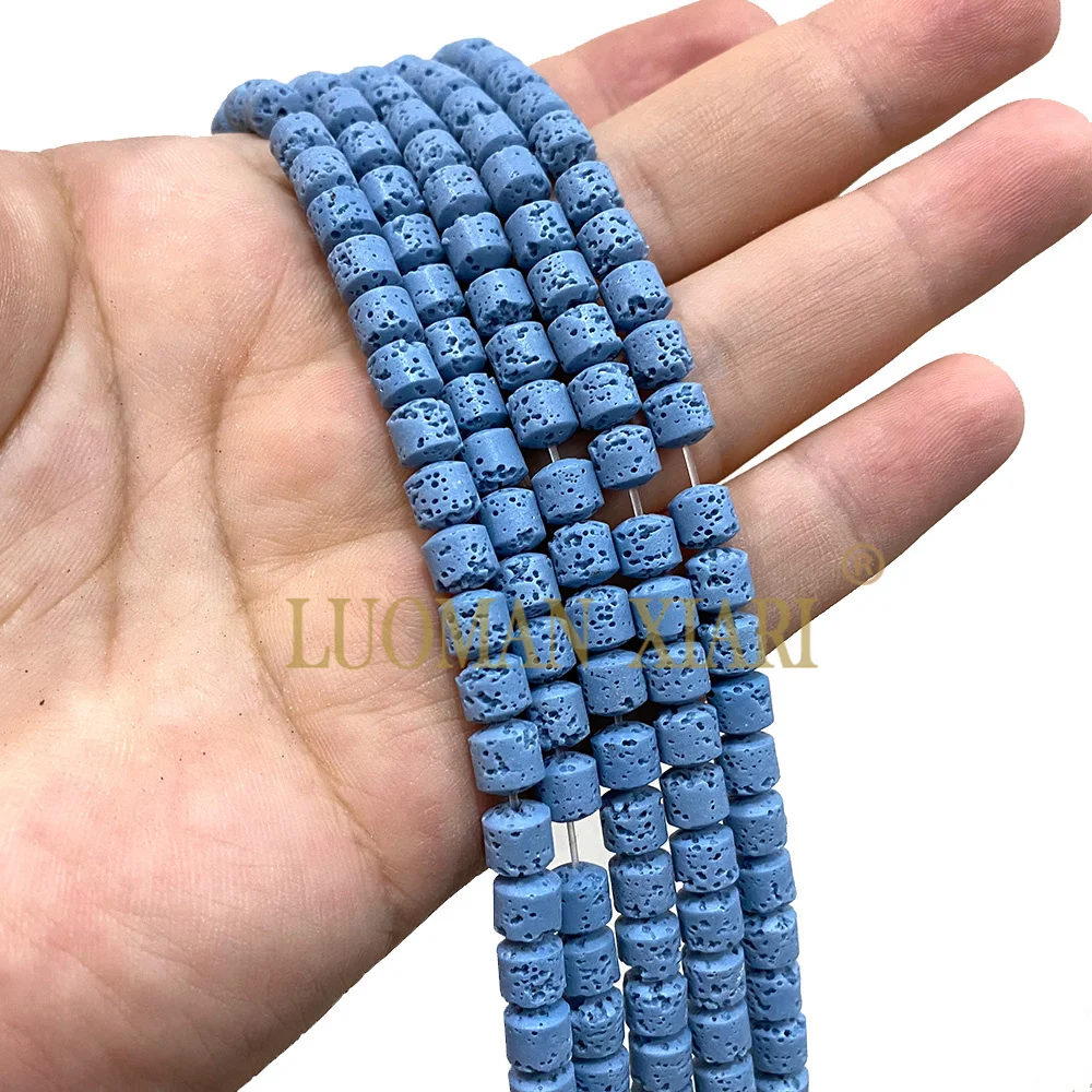Good Quality Natural Cylinder Volcanic Lava 10 Color Spacer Stone Beads For Jewelry Making Diy Bracelet Accessories 6x6mm 8x8mm