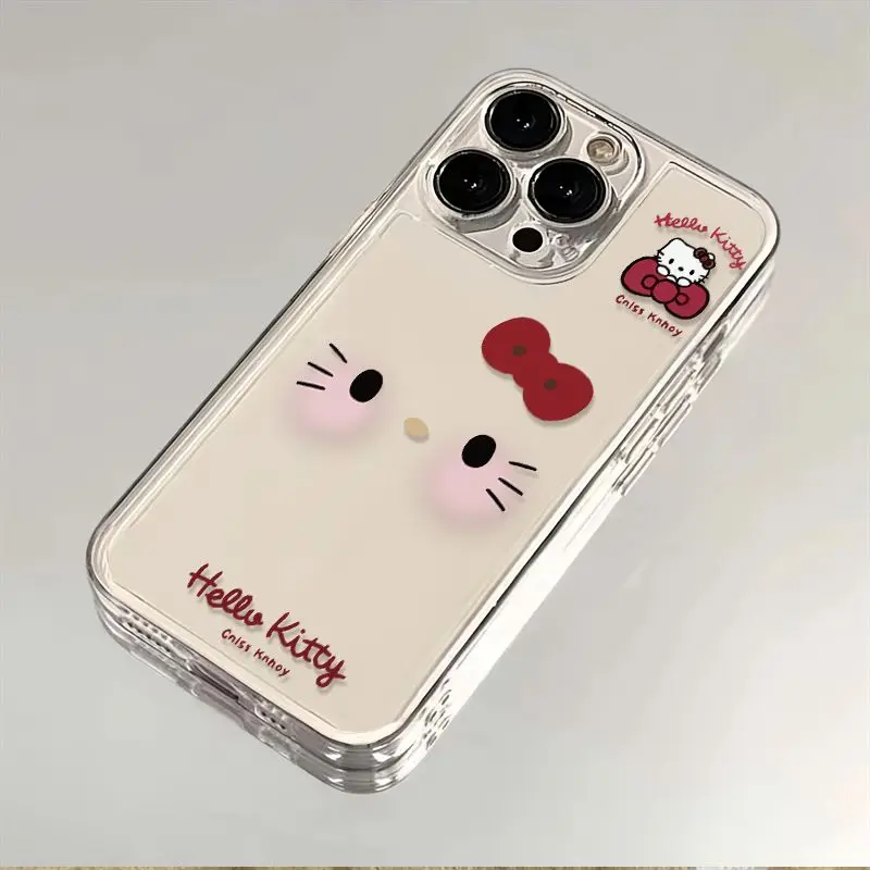 

Transparent Space Shell with Big Face Hello Kitty TPU Material Suitable for Apple 16/15/14/13promax Mobile Phone Case Soft Gift