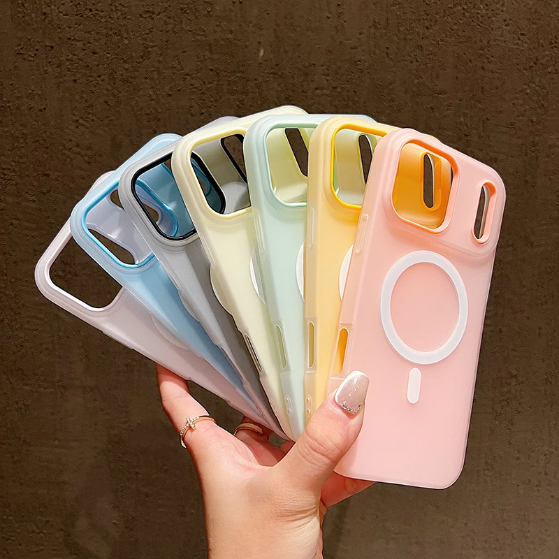 حافظة شحن لاسلكية مغناطيسية 2 في 1 بلون الحلوى الفاخرة لهاتف آيفون 17 برو ماكس 16 15 14 Plus 13 12 11 17 غطاء حماية خلفي هوائي #6
