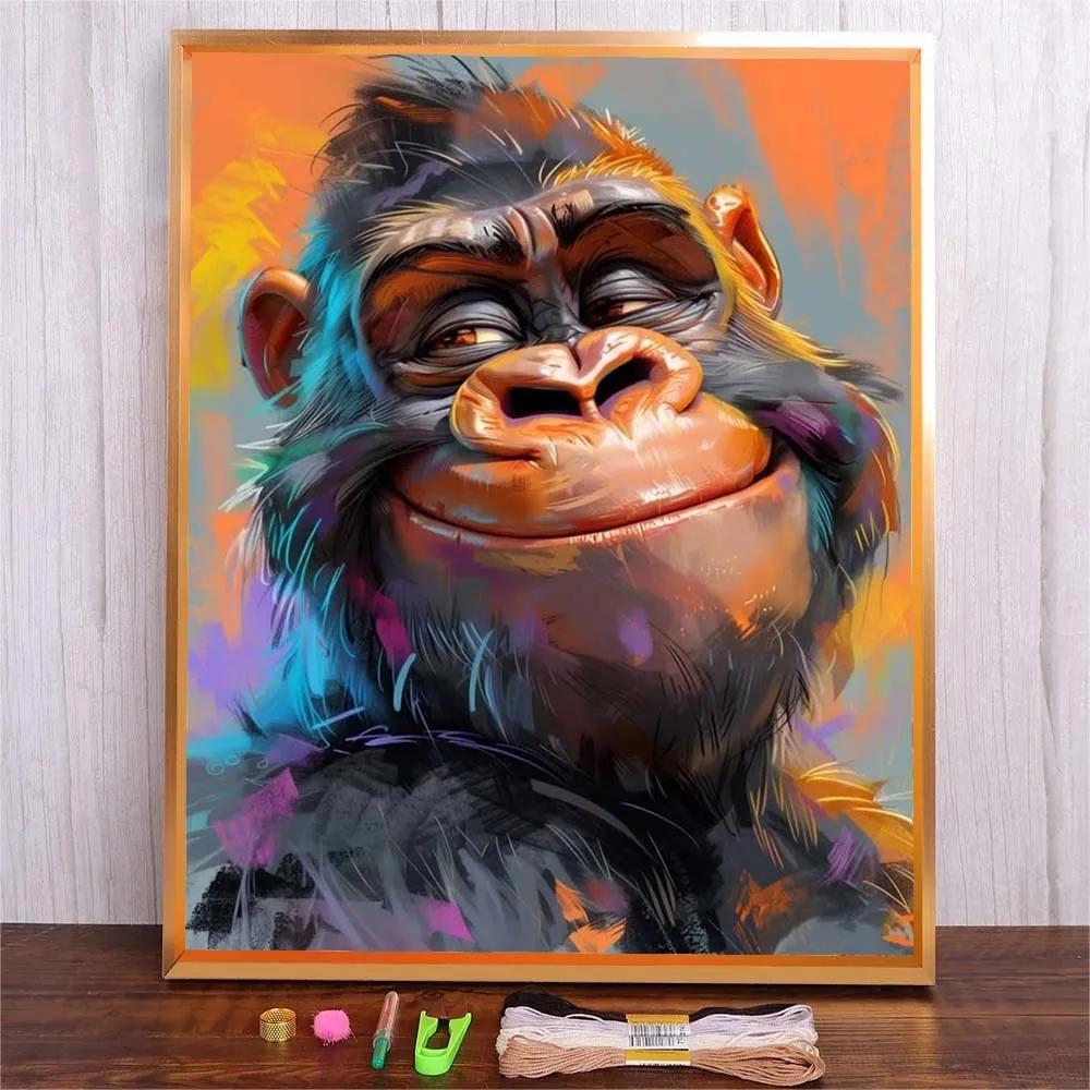 

Cross Stitch Kit Animal Gorilla Embroidery Sets Cartoon Patterns Needlework Hobby Crafts Gift 11CT Canvas Picture Full Printed
