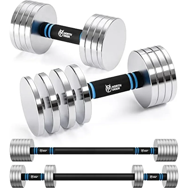 

2.0 Upgraded Adjustable Steel Dumbbells, 40Lbs Free Weight Set with Connector, 2 in 1 Dumbbell Barbell Set