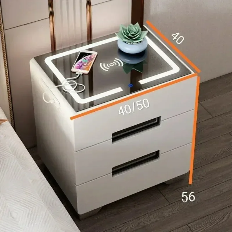 Modern Multifunctional Smart Bedside Tables Modern Simple Storage Nightstands Bedroom Furniture Home Storage Cabinet with Drawer