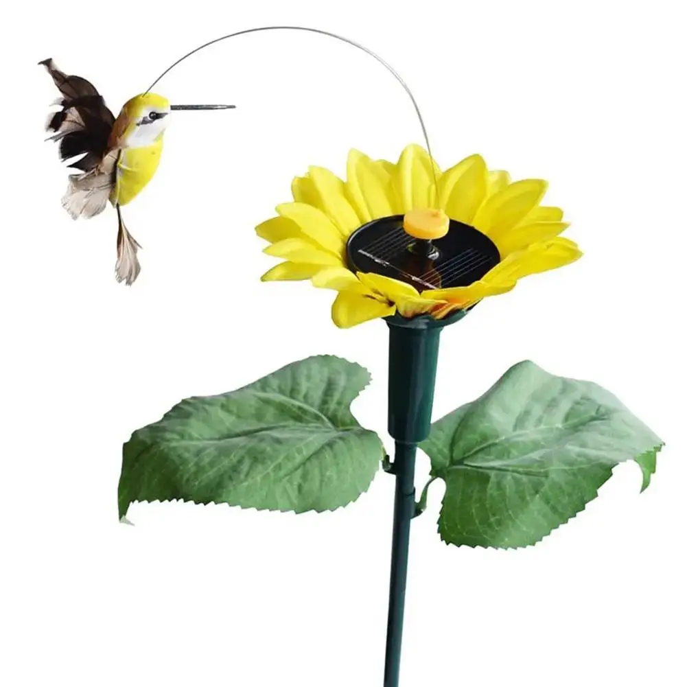 Solar Sunflower Flower Butterfly Hummingbird Lawn Decoration Flying Butterfly Feather Solar Bird E4I4