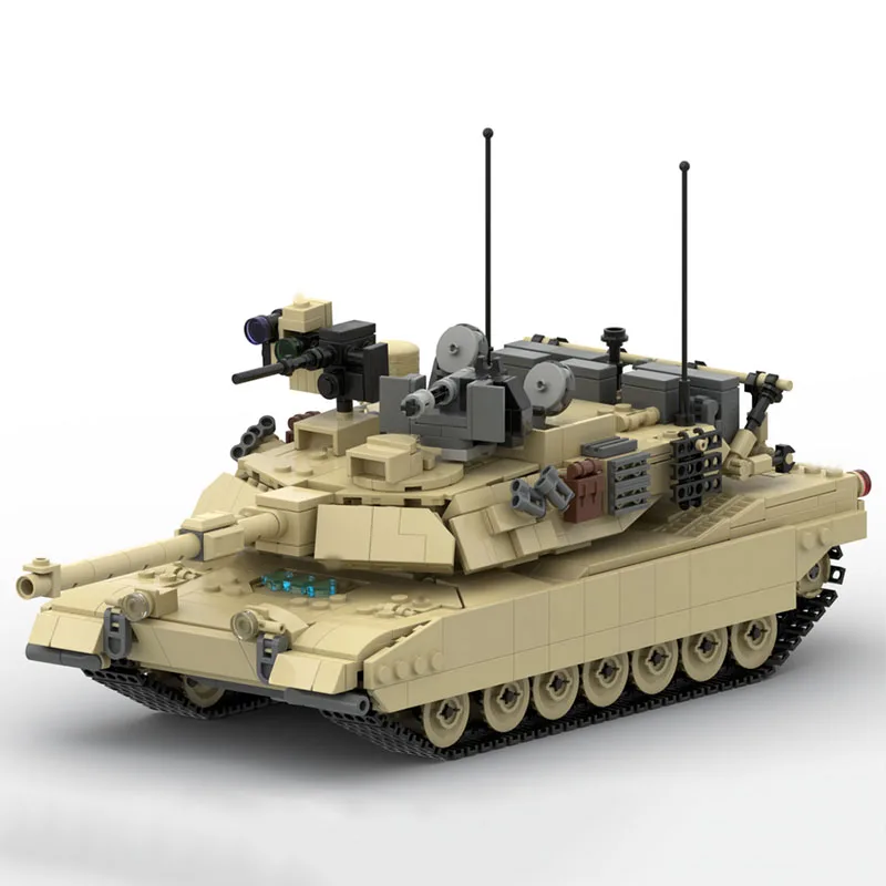 Modèle de char militaire M1A2 Abrams MBT MOC, 1523 pièces, blocs de construction modulaires personnalisables, conception créative, jouet pour garçons, cadeau de noël