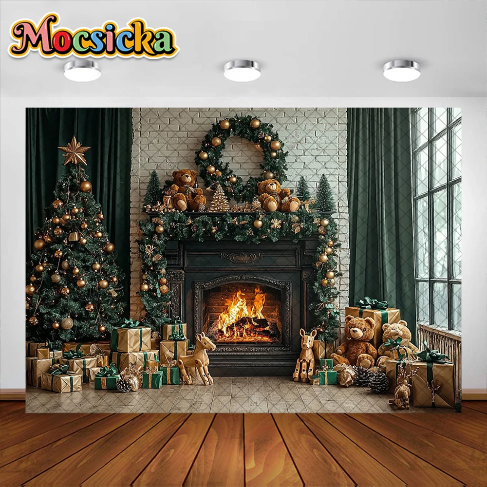خلفية التصوير الفوتوغرافي لعيد الميلاد للأطفال ، شجرة عيد الميلاد ، نافذة ، مدفأة ، عطلة ، صورة ، خلفيات صورة ، لافتة ، لوازم الديكور