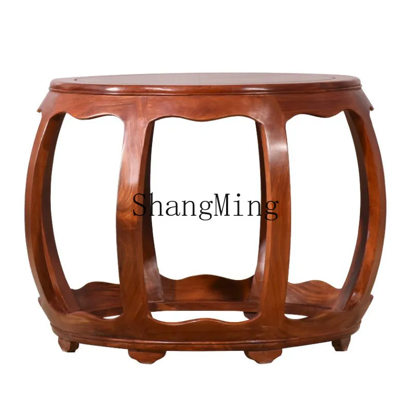 CL  furniture hedgehog red sandalwood new Chinese solid wood round tea table casual rosewood round drum table