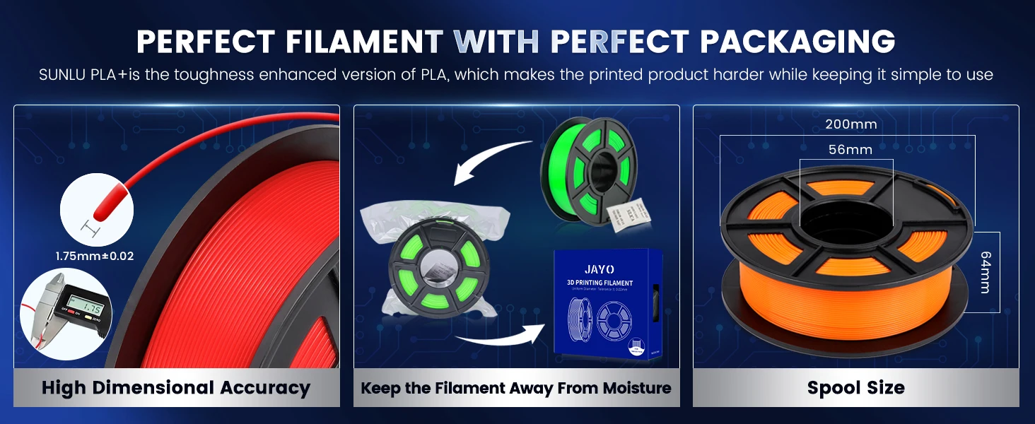 JAYO 3D-Drucker PLA/PETG/PLA+ /PLA META /SEIDE/ASB/TPU-Filament 1,75 mm 2 Rolle 1,1 kg/0,65 kg 3D-Drucker-Filament für 3D-Drucker – Detail 17