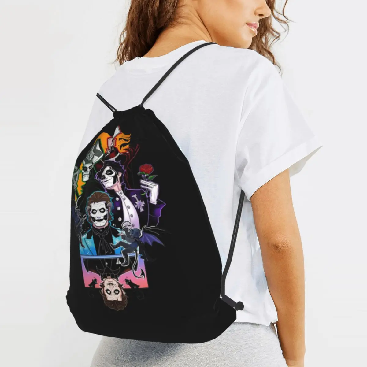 Legend Band, Ghost Backpacks Multi-function Drawstring Bags Shoes Bag Book Bags for Man Woman Students