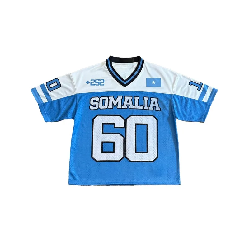 2026 Summer Men's Short-Sleeve Soccer Style 60 Number Print Street Style Jersey Top Somali Satin V-Neck T-Shirt Sports Men's Top