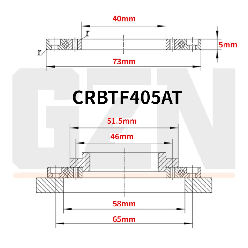 Imagem -06 - Suporte de Giro de Rolamento Transversal Ultra-fino Crbtf405at Diâmetro Interno 40 mm Diâmetro Exterior 73 mm Altura mm