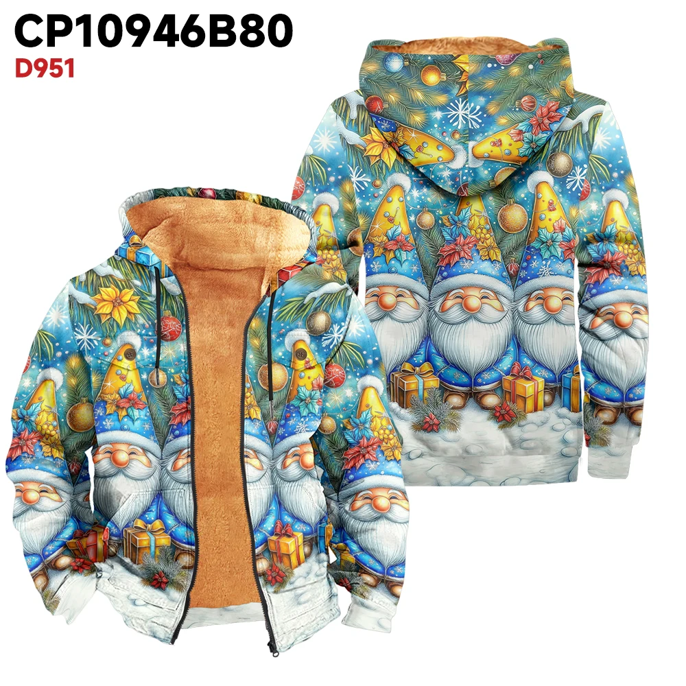 Men's winter jacket, blue hat, Santa Claus print, fashionable, avant-garde, thick and warm