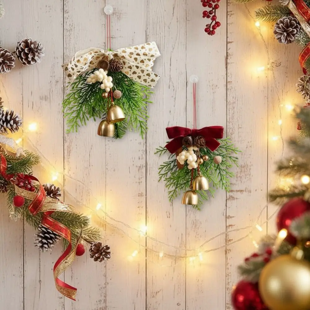 Criativo sino de natal pingente 3d veludo arco árvore de natal pingente pinho artificial som nítido natal jingle bells