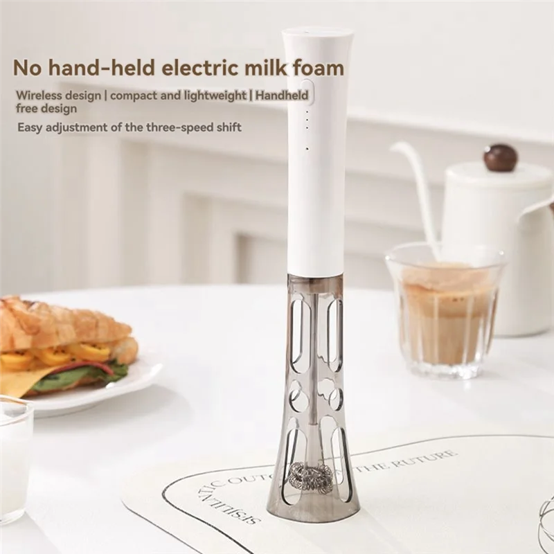 AT28-Premium tragbarer elektrischer Milchaufschäumer für perfekte Latte-Kunst, Schneebesen und Milchmixer in der Küche zu Hause