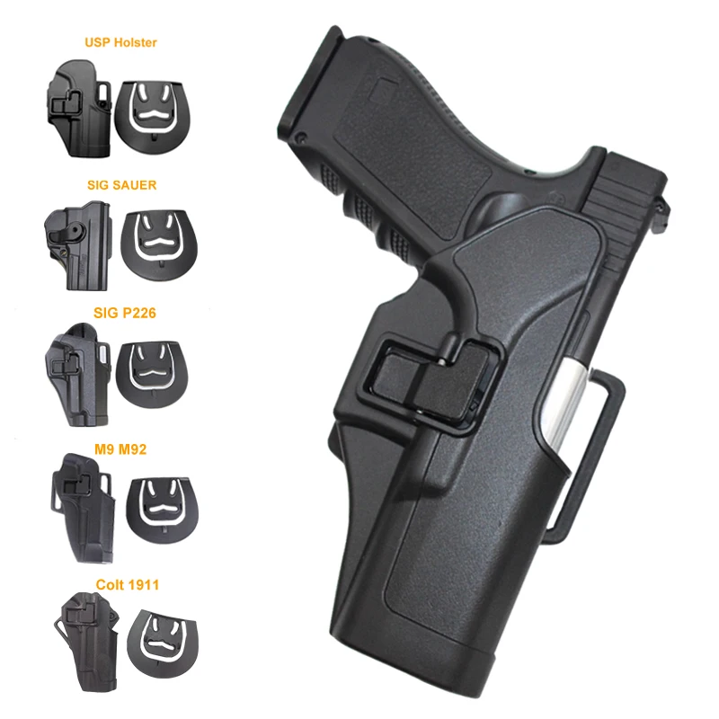 

2024 Tactical Gun Holster For Glock 17 19 M9 Colt 1911 Sig Sauer P226 HK USP Airsoft Belt Holster General Hunting Pistol Case