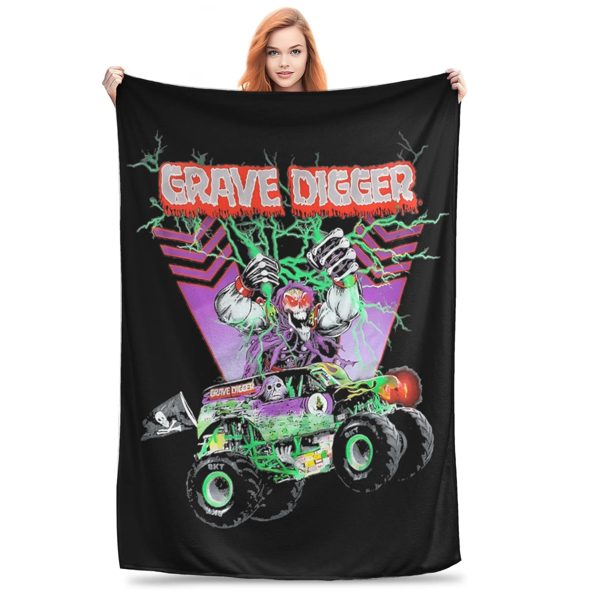 Monster Truck Grave Digger Vintage Hypebeast Blankets Fleece Spring/Autumn Super Warm Throw Blankets for Bed Bedroom Rug Piece