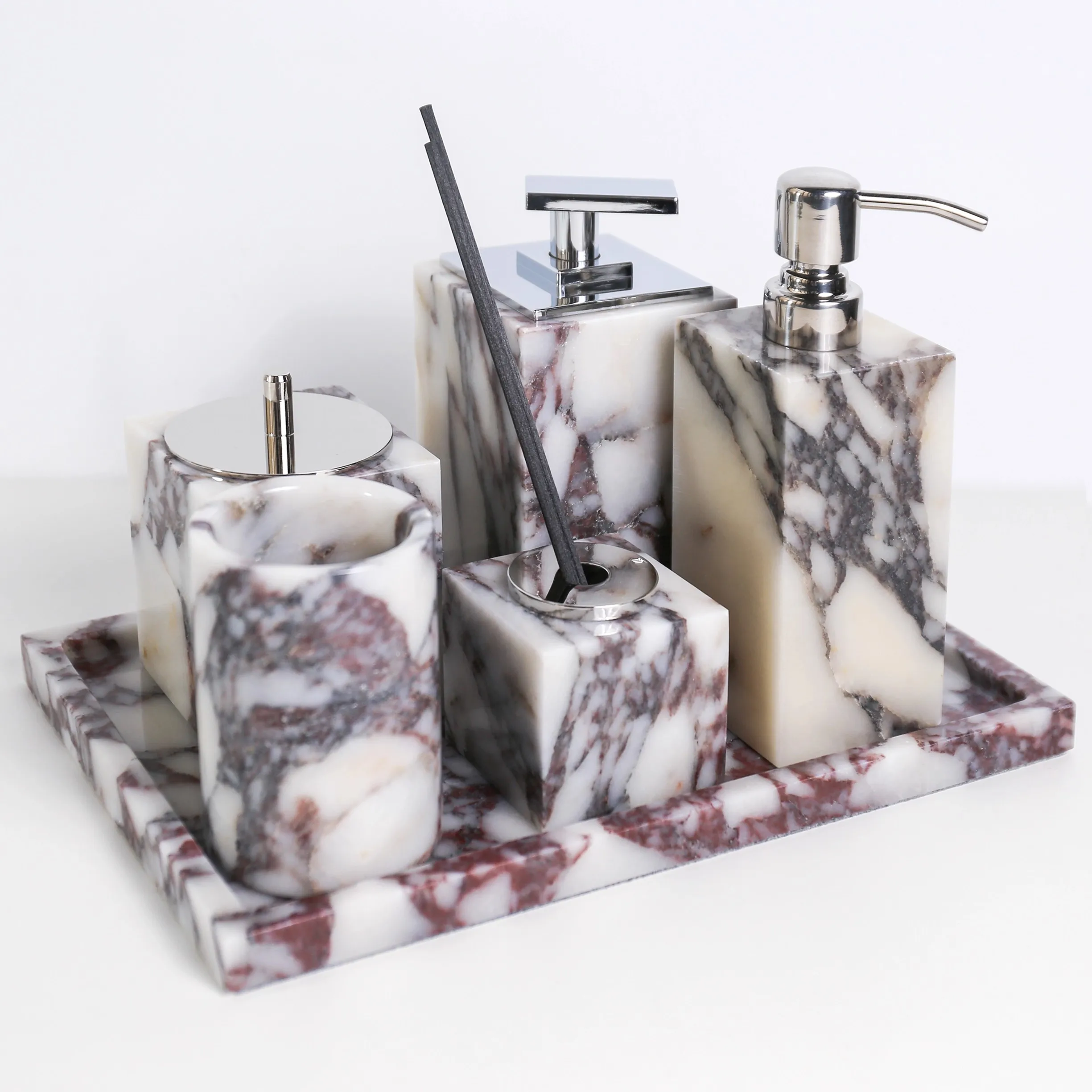 Natural Marble Bathroom Supplies Set Toothbrush Storage Cup Hotel Advanced Special Use Hand Sanitizer Bottle Pallet Assembly