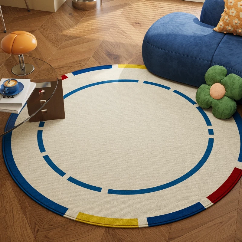Round Living Room Carpet Minimalist Geometric Pattern Rug Stain-resistant Wear-resistant Floor Mat Large Size Home Decor Rugs