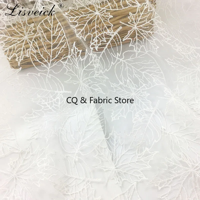 

Качественная 1-ярдовая вышивка кленового листа, кружевная сетка, пряжа, африканский тюль, ткань «сделай сам», очаровательное вечернее платье, ткань ручной работы, вдовая марля