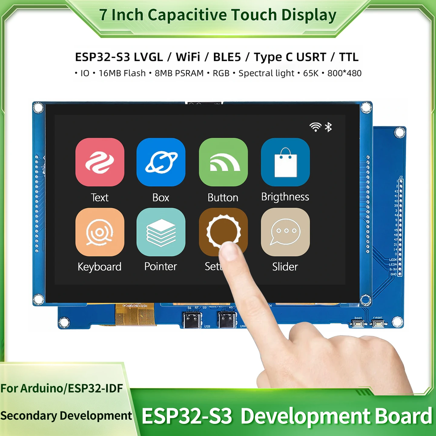 esp32-s3-7-inch-development-board-capacitive-touch-800-480-screen-8mb-ram-16m-flash-for-arduino-esp32-idf-secondary-development