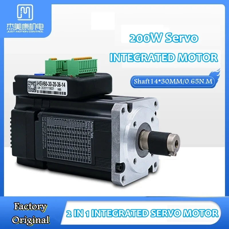 

JMC 200W INTEGRATED 2 IN 1 AC Servo Motor & Drive 60mm Shaft 14MM 3000RPM 36VDC 1000Line Encoder for CNC Machine Kits with Brake