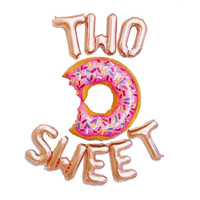 1set 16 inch Rose Gold Two Sweet Letters Foil balloons Donut Balloon for Baby Shower 2nd Birthday Party Decor Party Supplier