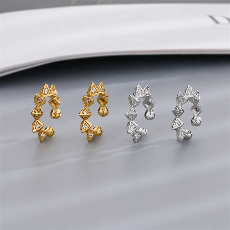 Fashion Silver Plated Hiphop Ear Cuff Earrings Non-Piercing Zircon Cuff Ear Clip Earring For Women Jewelry Gift e459