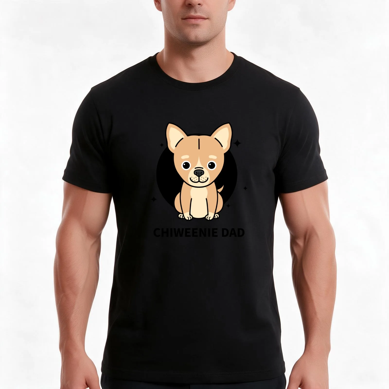 Chiweenie Dad T-Shirt Summer Casual Cotton Tee Oversized Streetwear Tops Vintage Graphic Print Loose Fit Short Sleeve
