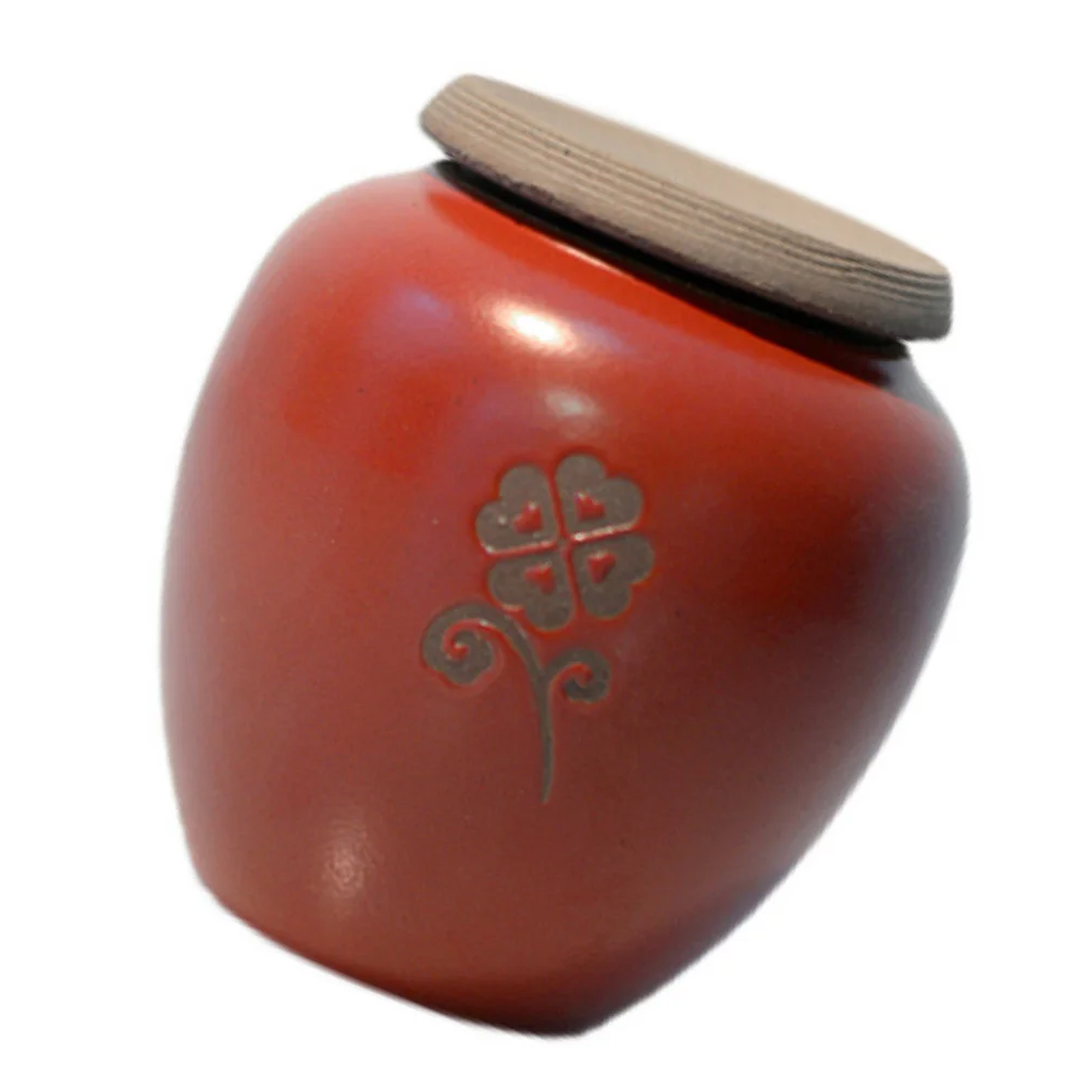 

1Pcs Red Ceramics Tea Canister Practical Elegant Retro Look Suitable Home Party Tea Store Gift Candy Storage