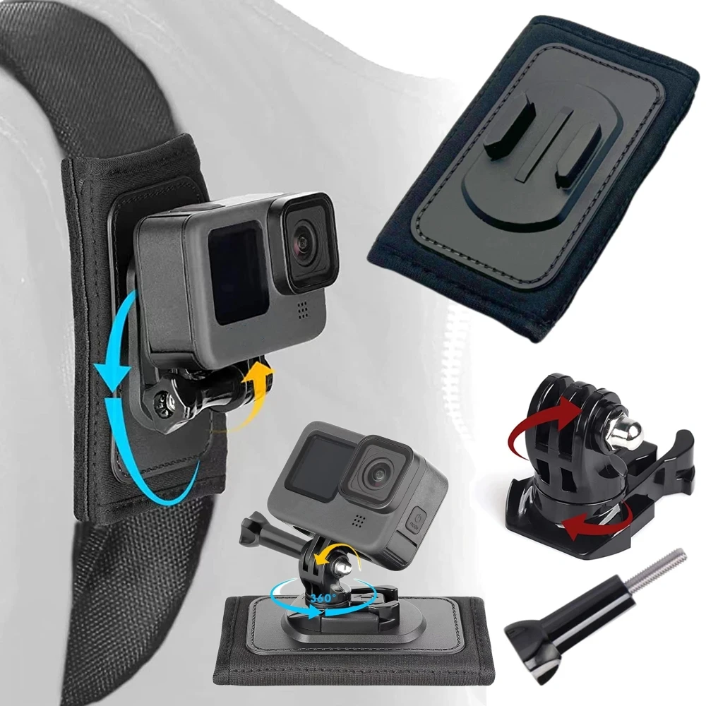 Backpack Shoulder Strap 360° Rotate Buckle Quick Release Mount for GoPro Hero 10 9 8 7 6 5 Dji Action 2 Action Camera Accessory