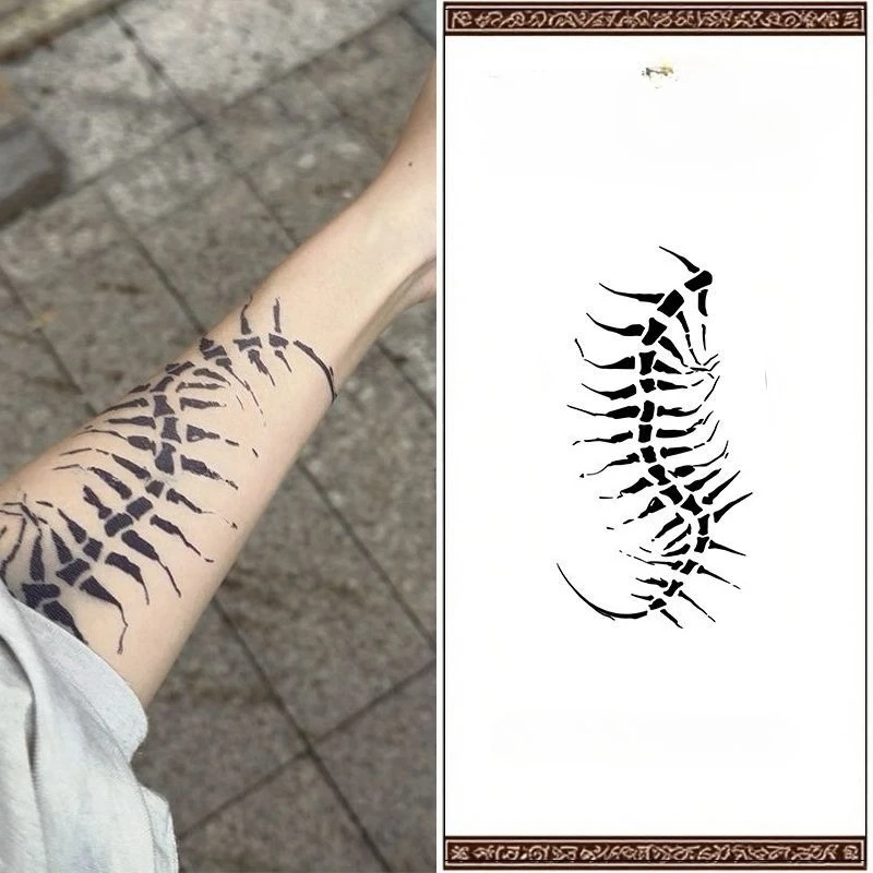 

Scorpion bones Herbal Juice Temporary Tattoos Arm Waist Body Art Black Waterproof Fake Tattoo Sticker Last for 15 Days Tatoo