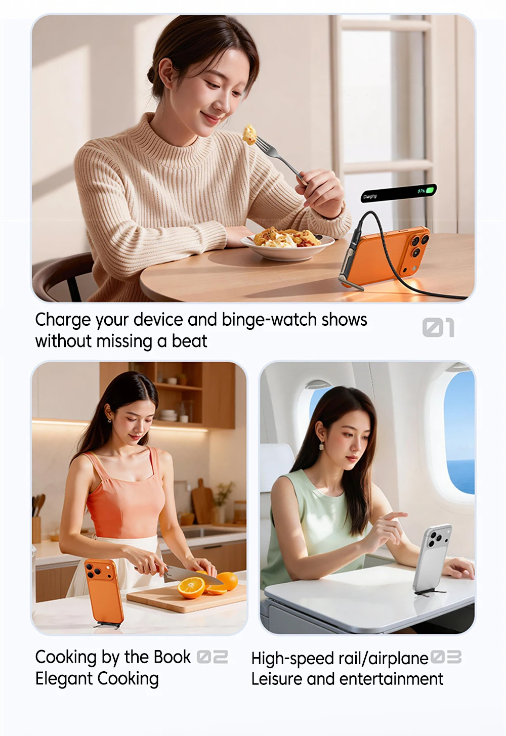 KEBIDUMEI 1/2/3PC Typ-C Telefon-Ladehalterungsadapter 240W Schnellladung OTG Typ-C Stecker auf USB-C Buchse Konverter mit Halterung – Detail 5