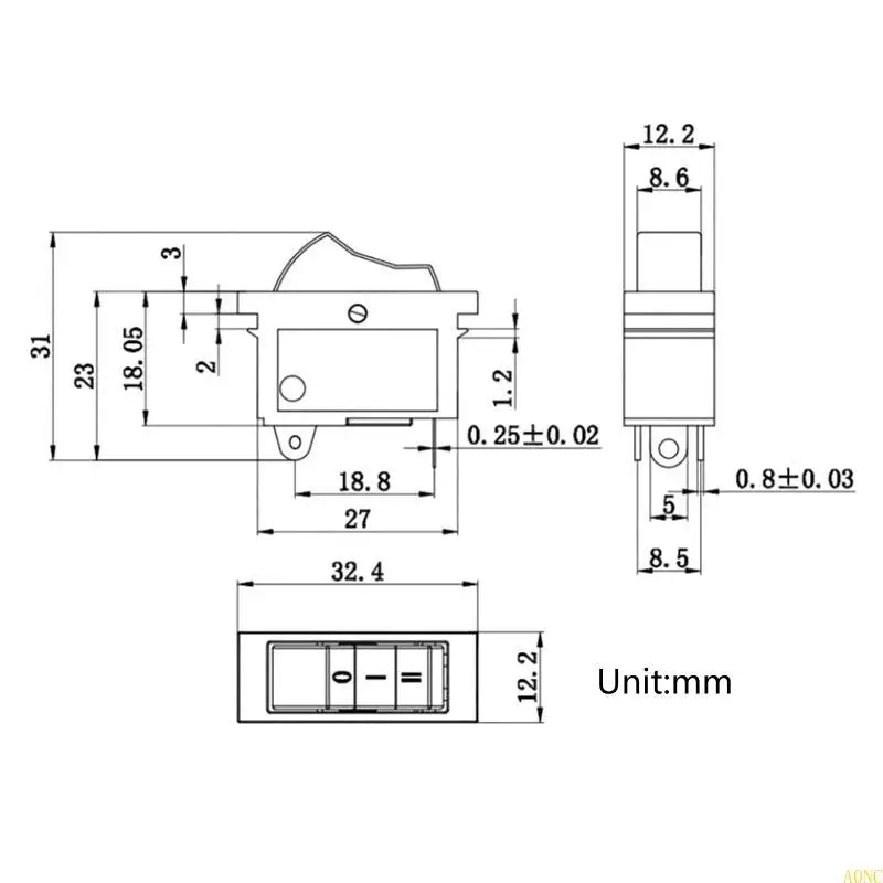 A0NC secador interruptor basculante interruptor 3 posiciones interruptor palanca para soplador potencia