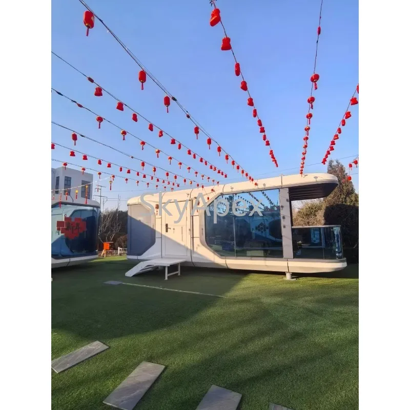 كبسولة المنزلية التجارية الفضاء المقصورة فندق فاخر صغير منزل الجاهزة كبسولة التجارة الجاهزة الفضاء كبسولة الحاويات البيت