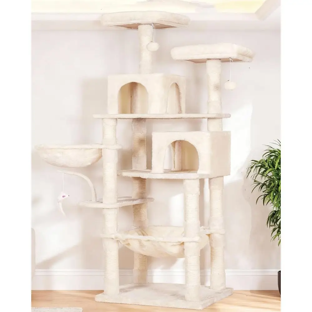 

70 High Large Cat Tower with Plush Perch, Hammock, and Sisal Scratching Posts for Indoor Cats