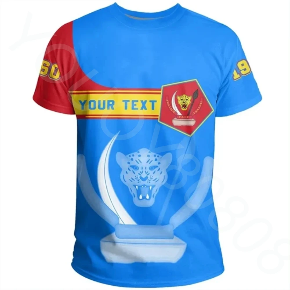 Democratic Republic of the Congo Flag 3D Printing High Quality T-Shirt Summer Casual Crew Neck Men Women Short Sleeve Tops