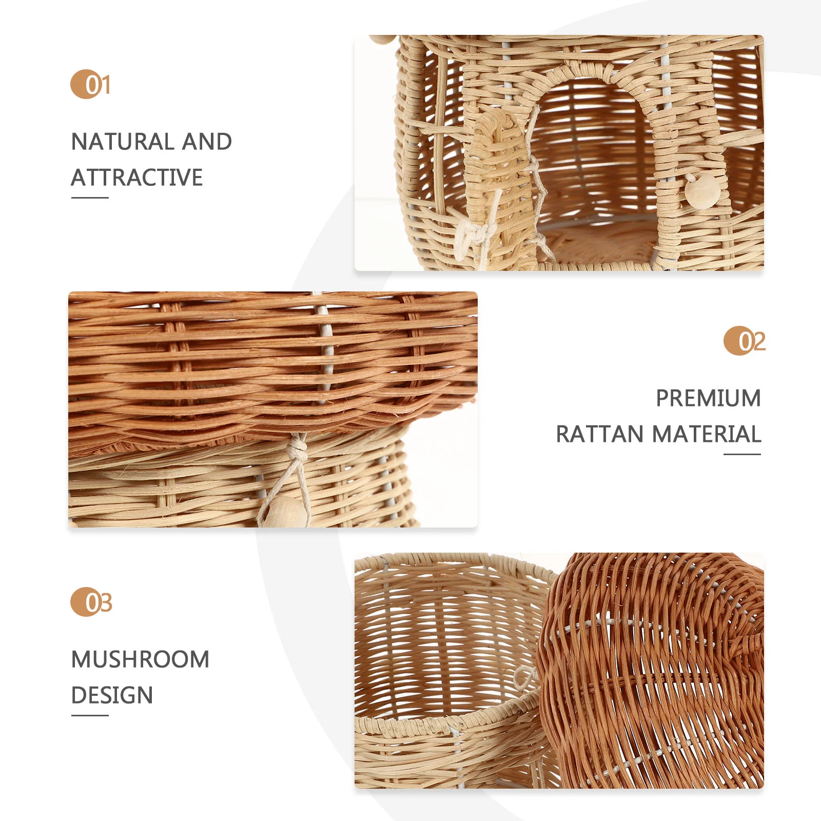 Rattan Mushroom Basket Woven Desktop Adornment Portable Decor Trash Bin Bins Garbage Can Shape Mother Mini Storage