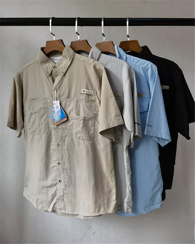 

Men's Outdoor Work irt Qui Dry Summer Sun Protection Breathable Loose Large Size Double ket ort Sve irt