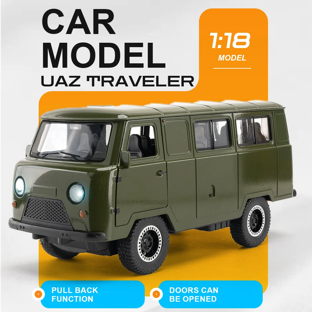 

1:18 Scale UAZ TRAVELER Hunter Car Model Toy Pull Back Diecast Alloy Strong Durable Off-road Vehicle Models Great Collectible