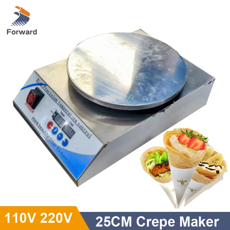 110V 220V Computer Digital Display Charpati Griddle Machine Precise Control Control 25CM Round Crepe Pancake Baking Pan Iron