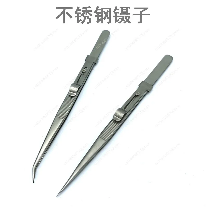 Jewelry Masonry Clamp Tweezers Stainless Steel Tweezers Frosted Clips Elastic Strap Lock Non-slip Adjustable Driver