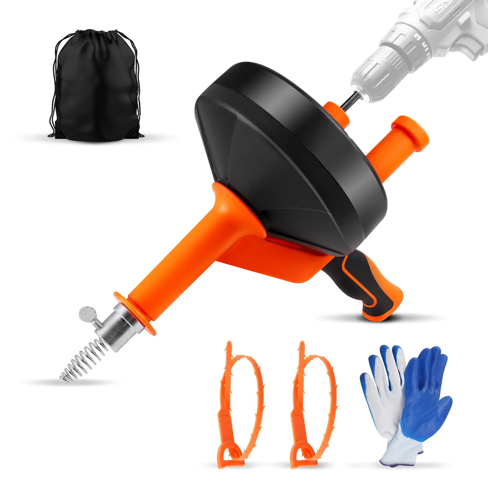 Drain Cleaner Machine 25FT Automatic Tube Cleaner Blockage Unblocker Toilet Sewer Pipe Dredge Machine for Kitchen Bathroom