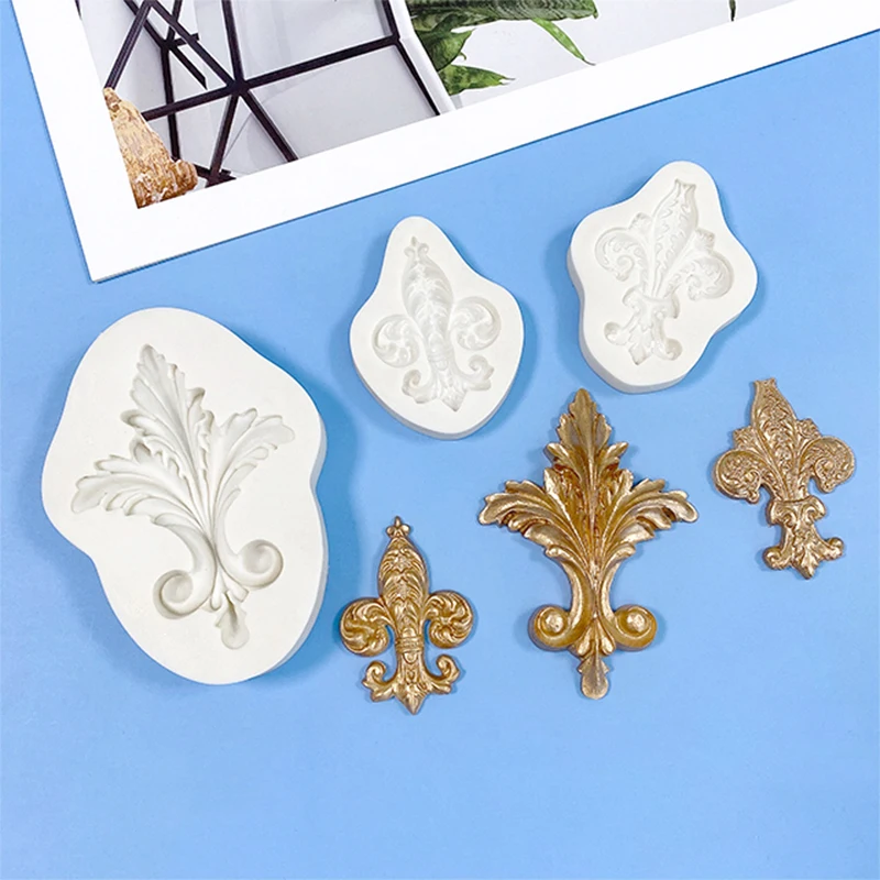 European Classical Relief Pattern Sugar Flipping cake, Chocolate candy Baking Mold, Flower Vine Pendant, Clay silicone Mold