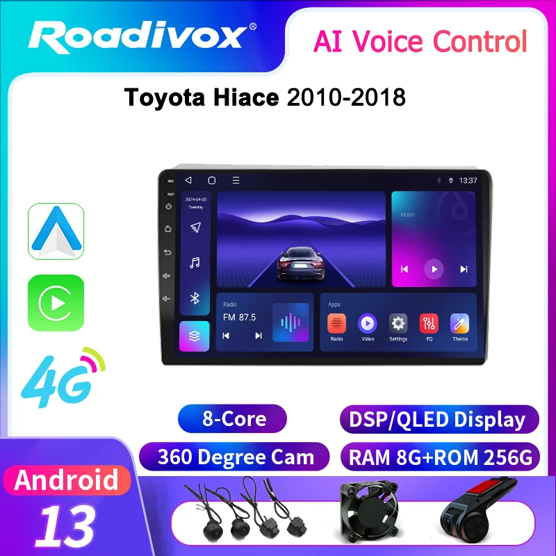 

roadivox Android car radio for Toyota Hiace 2010 2018 stereo GPS Navigation video Multimedia Player tape recorder carplay