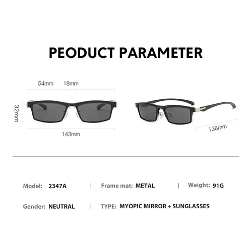 Imagen 2 del producto VCKA gafas de sol polarizadas de medio marco para miopía 6 en 1 aleación hombres mujeres gafas con Clip magnético gafas graduadas ópticas-0,5 a-6,0
