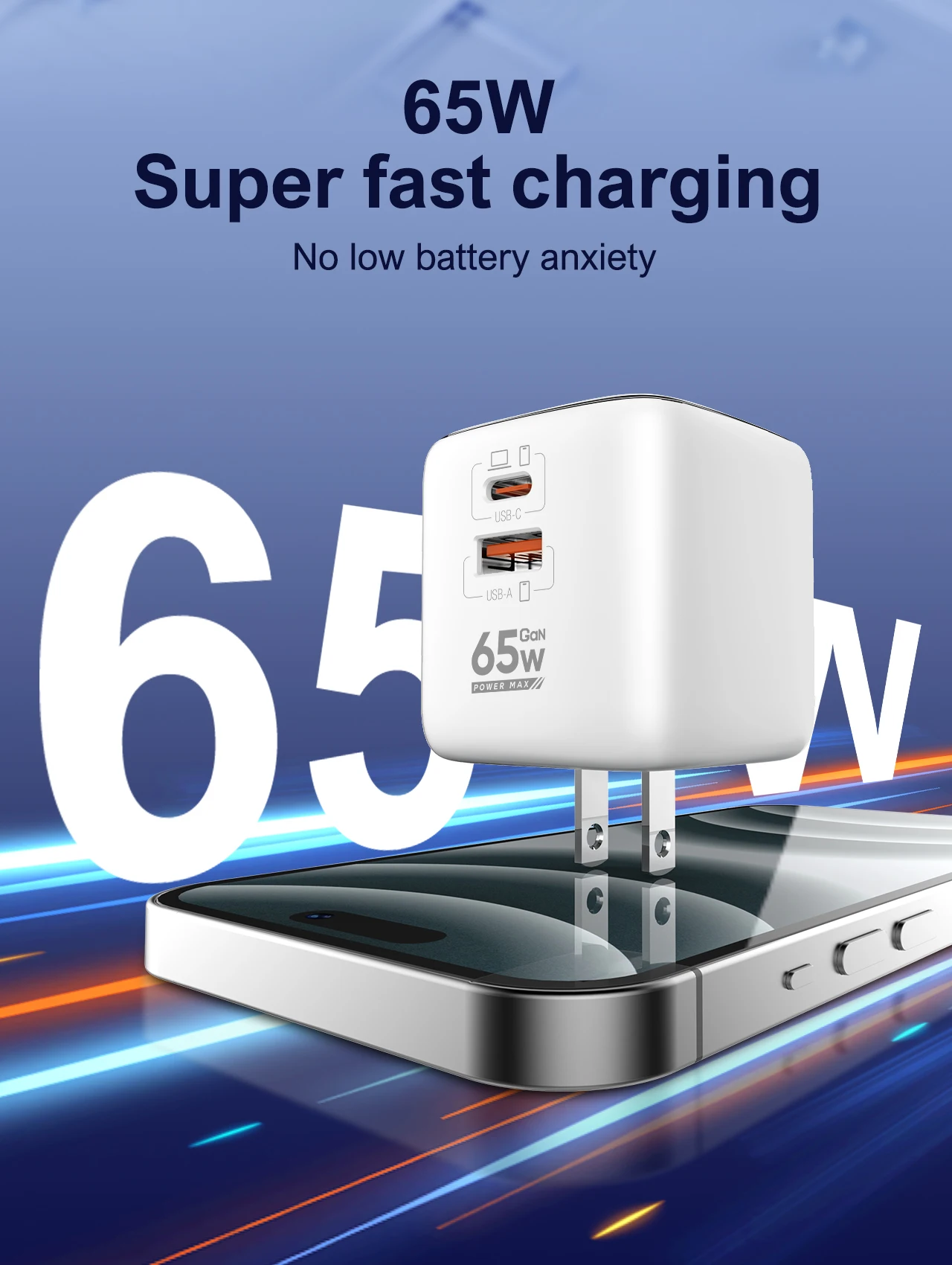 LDNIO 65 واط USB C شاحن GaN شاحن متعدد المنافذ نوع C محول السفر لماك بوك باد آيفون 15 14 برو ماكس Xiaomi غالاكسي S23