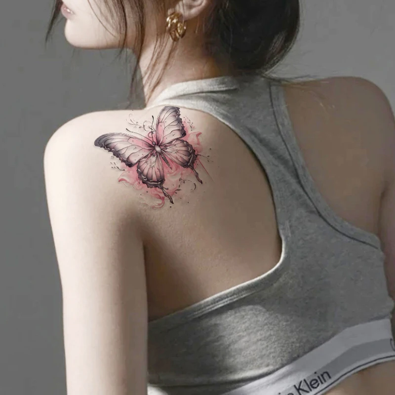 

Pink Butterfly Temporary Tattoos – Waterproof Fake Body Stickers for Women & Teens〔YY33〕