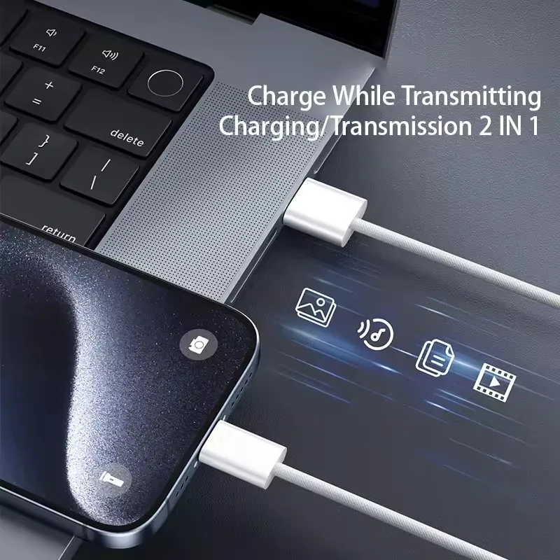 Для Apple Carplay IPhone 15 Pro Max Тип C Зарядные кабели Нейлоновая оплетка Высокоскоростной провод для передачи данных USB C Шнур быстрого зарядного устройства для Samsung