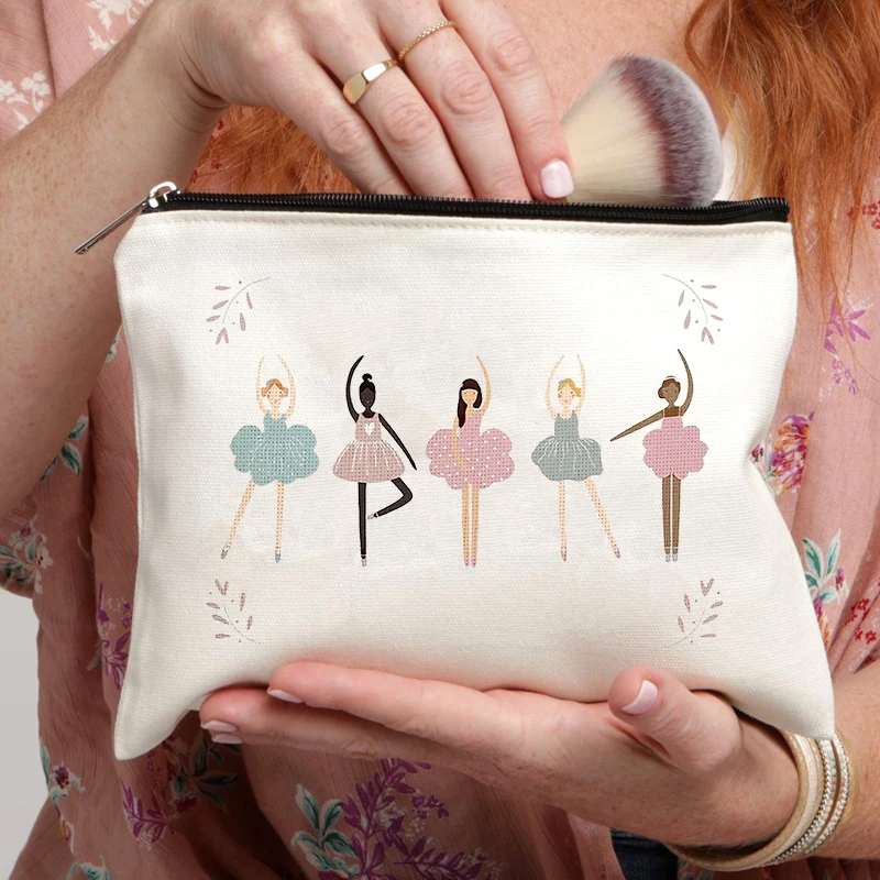 Cute Ballet Pattern Makeup Bag Travel Toilet Storage Bag, Party Gift Zipper Organizer,Cosmetic Pouch for Makeup Lightweight Case