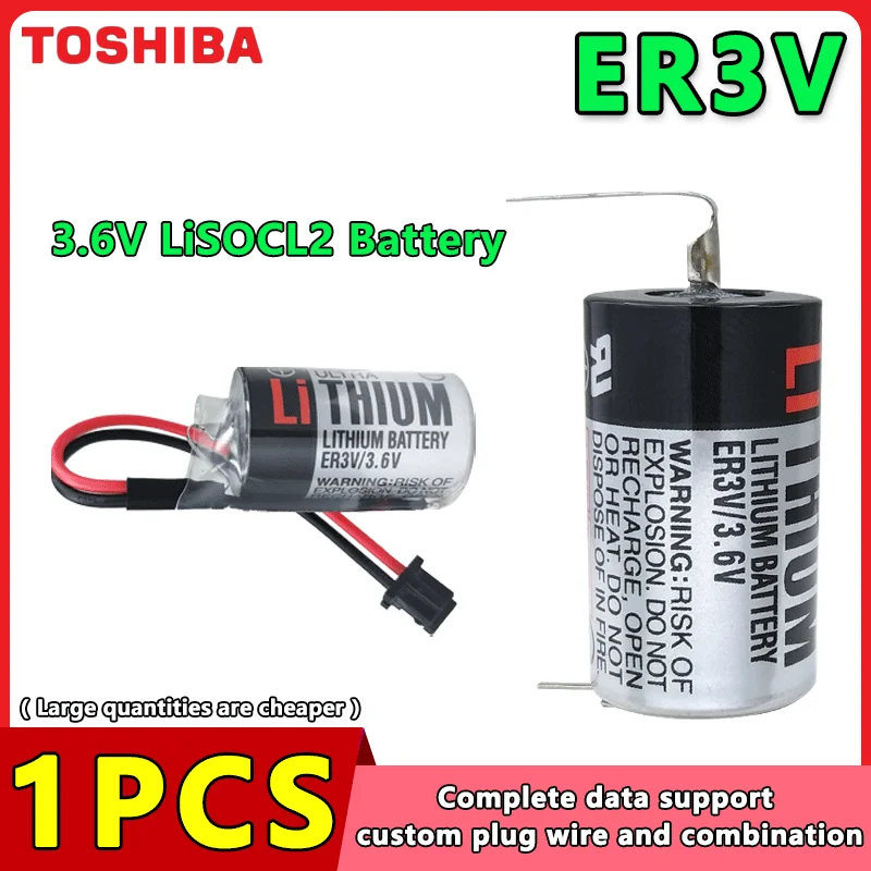 

TOSHIBA ER3V JZSP-BA01 Not-rechargeable Lithium Battery 3.6V For Gas Detector CNC Lathe Plate PLC