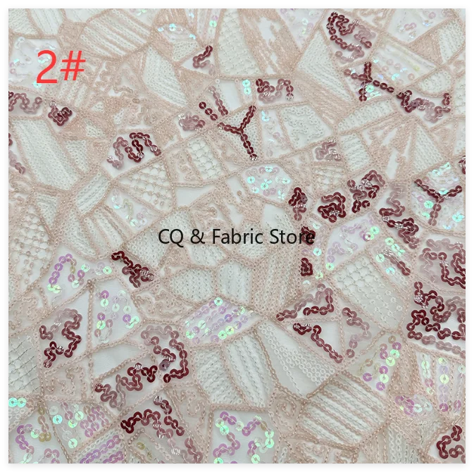 Geometry Embroidery 3D Industry Gorgeous Irregular  Sequin Lace Soft Mesh Fabric For Fashion Dress Designer Fabric